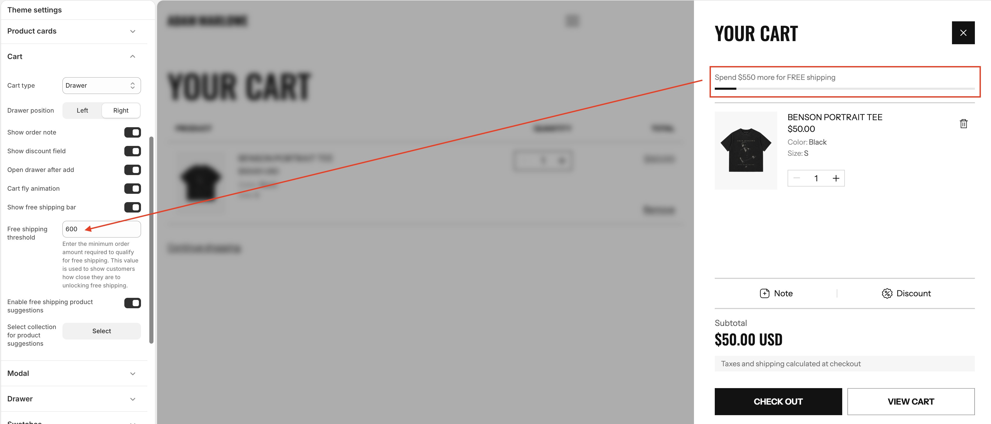 Cart free shipping