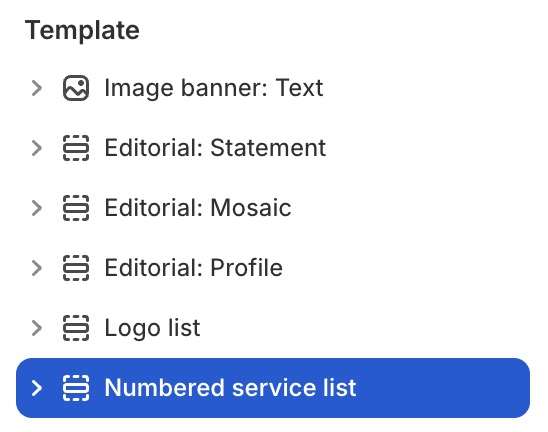 Numbered service list