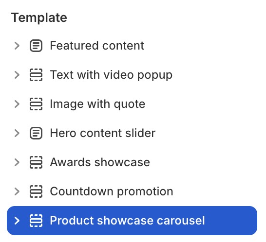 Product showcase carousel