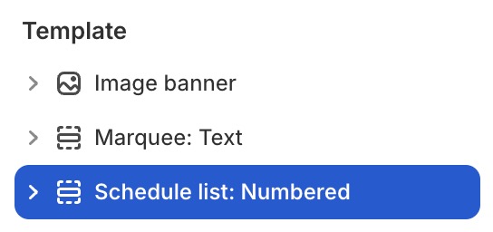 Schedule list: Numbered