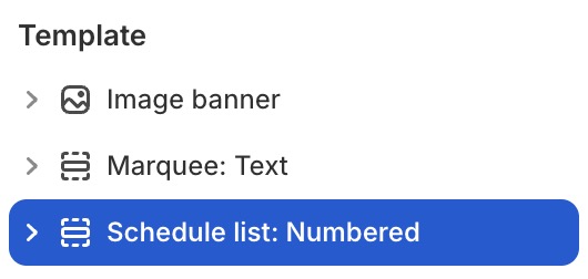Schedule list: Numbered