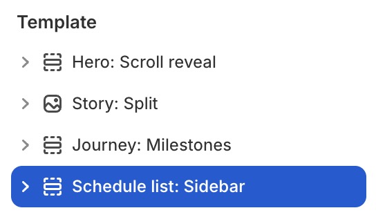 Schedule list: Sidebar
